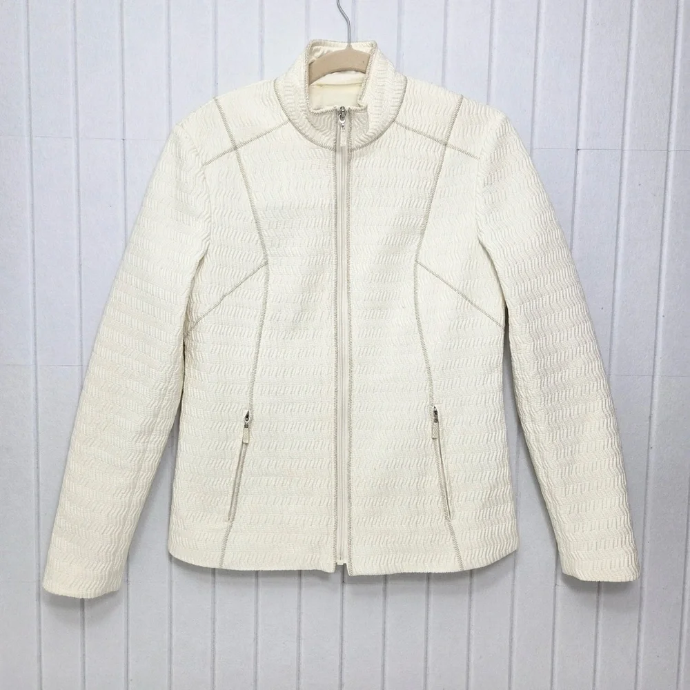 PENDLETON Vintage ZIP Up Front Cream Textured LINED‎ JACKET Size S